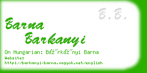 barna barkanyi business card